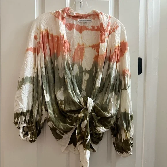 Young Fabulous & Broke Carmen Top & Aiko Pant set in Willow Geode Wash Size XS - Picture 2 of 7